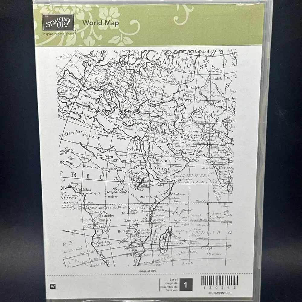 Stampin' up! World Map Mounted Rubber Stamp #130342 vintage globe africa wood